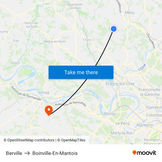Berville to Boinville-En-Mantois map