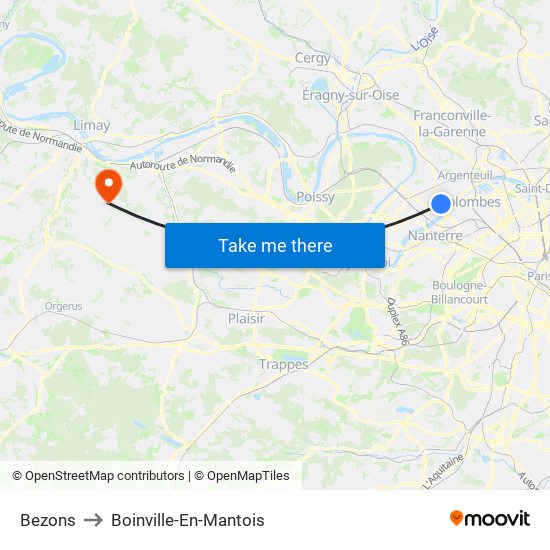 Bezons to Boinville-En-Mantois map