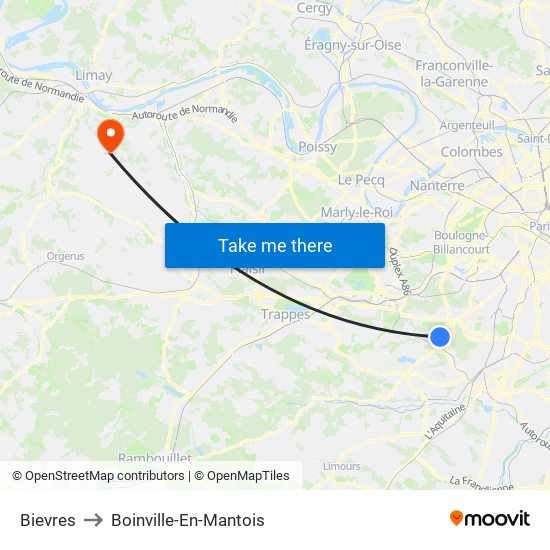 Bievres to Boinville-En-Mantois map