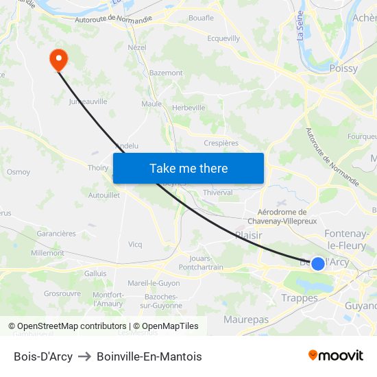 Bois-D'Arcy to Boinville-En-Mantois map