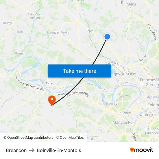Breancon to Boinville-En-Mantois map