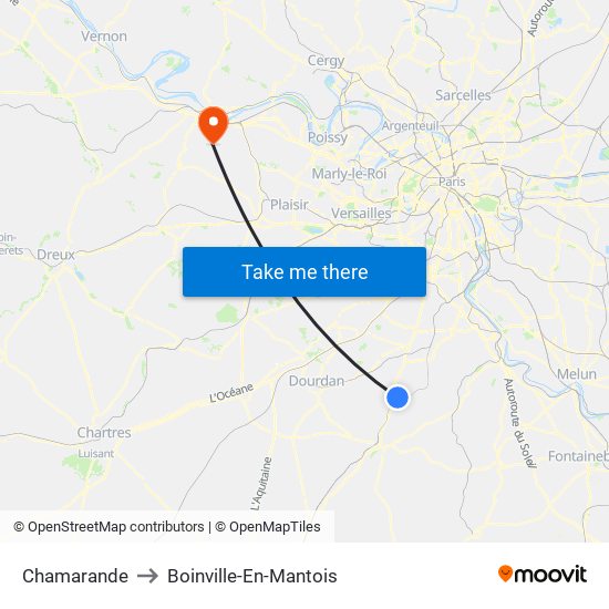 Chamarande to Boinville-En-Mantois map