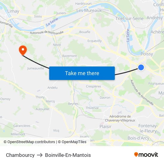 Chambourcy to Boinville-En-Mantois map