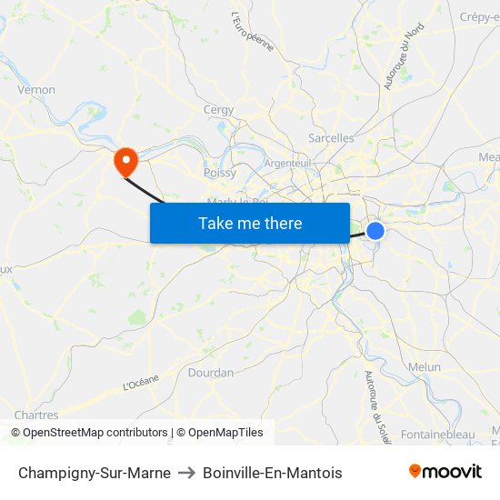 Champigny-Sur-Marne to Boinville-En-Mantois map