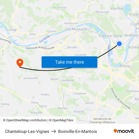 Chanteloup-Les-Vignes to Boinville-En-Mantois map