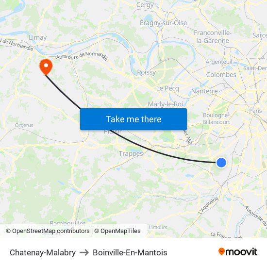 Chatenay-Malabry to Boinville-En-Mantois map