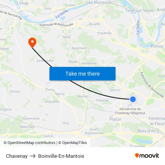 Chavenay to Boinville-En-Mantois map