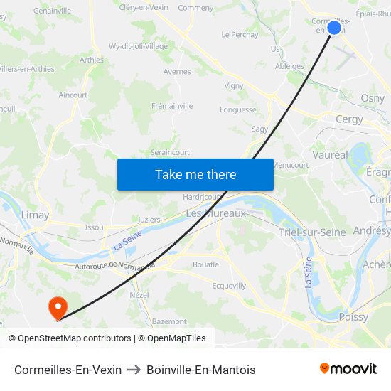 Cormeilles-En-Vexin to Boinville-En-Mantois map