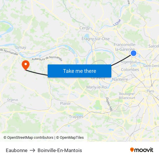 Eaubonne to Boinville-En-Mantois map