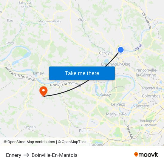 Ennery to Boinville-En-Mantois map
