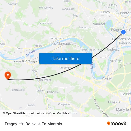 Eragny to Boinville-En-Mantois map