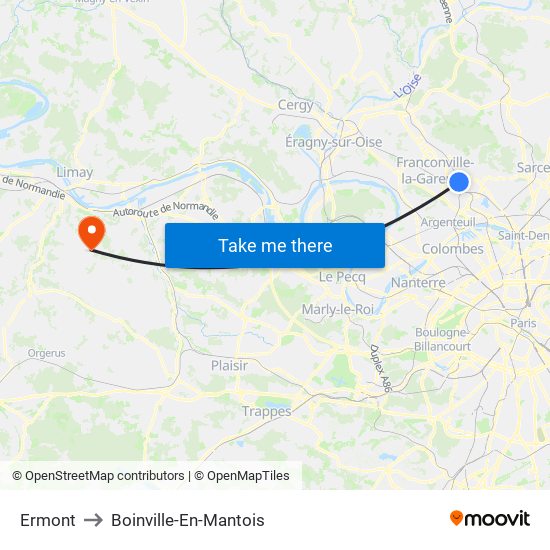Ermont to Boinville-En-Mantois map