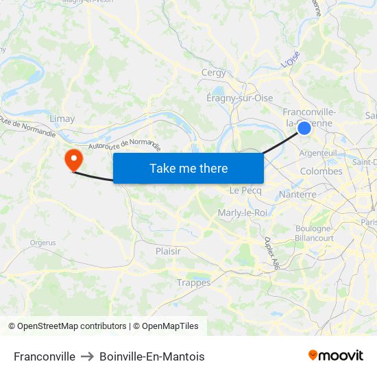 Franconville to Boinville-En-Mantois map