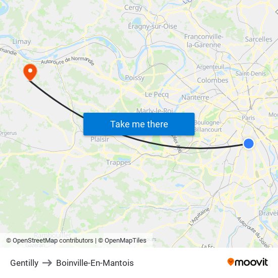 Gentilly to Boinville-En-Mantois map