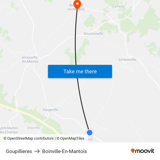 Goupillieres to Boinville-En-Mantois map