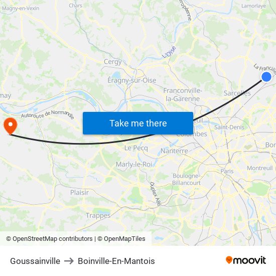 Goussainville to Boinville-En-Mantois map