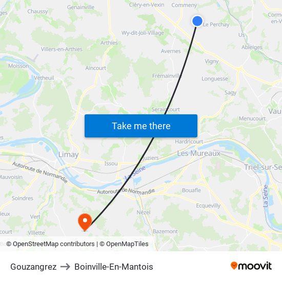 Gouzangrez to Boinville-En-Mantois map