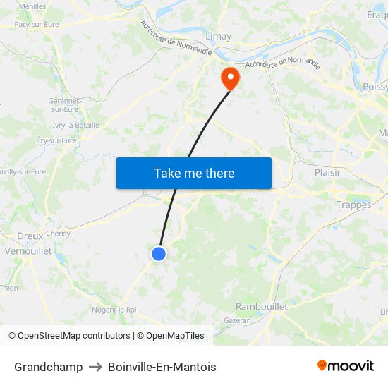 Grandchamp to Boinville-En-Mantois map