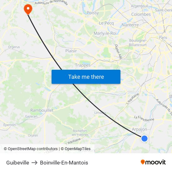 Guibeville to Boinville-En-Mantois map