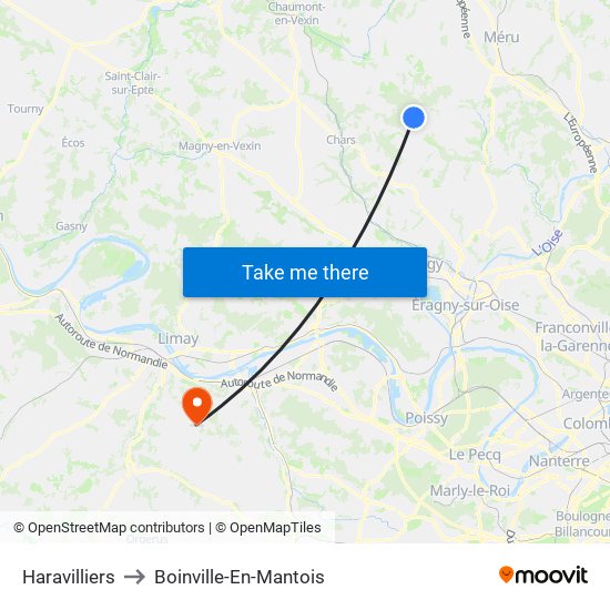 Haravilliers to Boinville-En-Mantois map