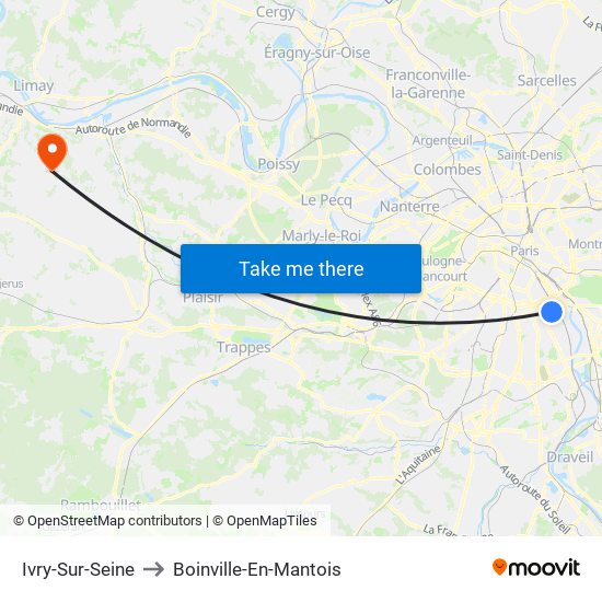 Ivry-Sur-Seine to Boinville-En-Mantois map