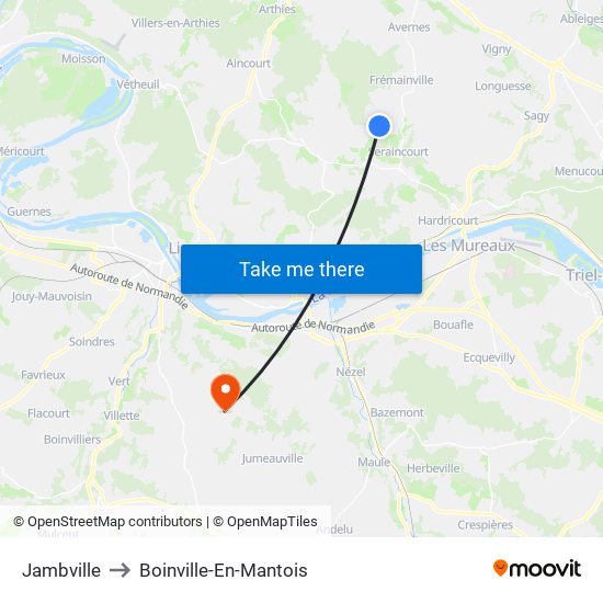 Jambville to Boinville-En-Mantois map