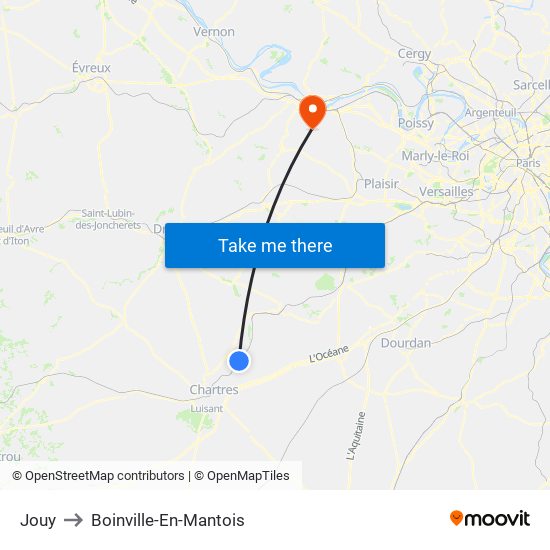 Jouy to Boinville-En-Mantois map