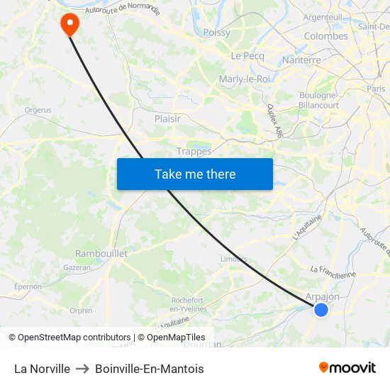 La Norville to Boinville-En-Mantois map