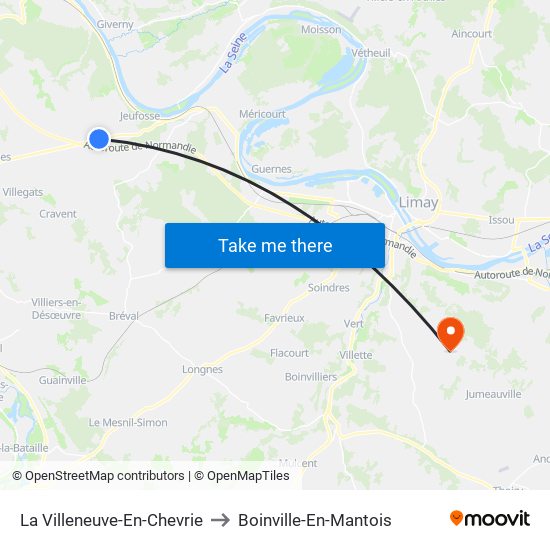 La Villeneuve-En-Chevrie to Boinville-En-Mantois map