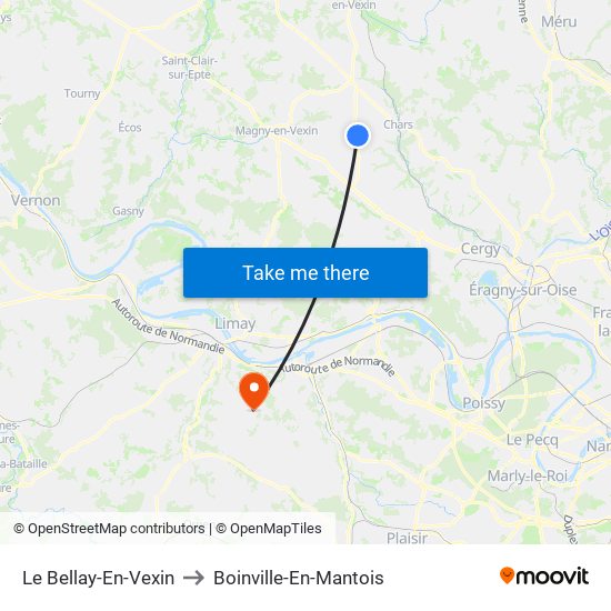 Le Bellay-En-Vexin to Boinville-En-Mantois map