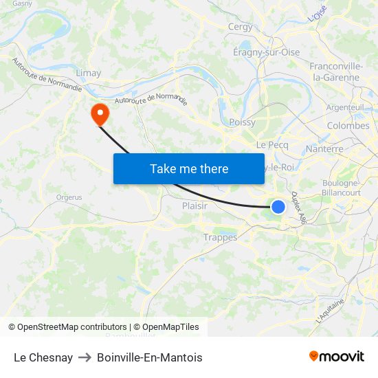Le Chesnay to Boinville-En-Mantois map