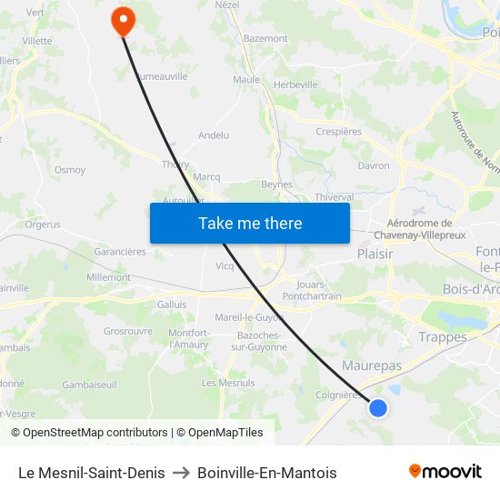 Le Mesnil-Saint-Denis to Boinville-En-Mantois map