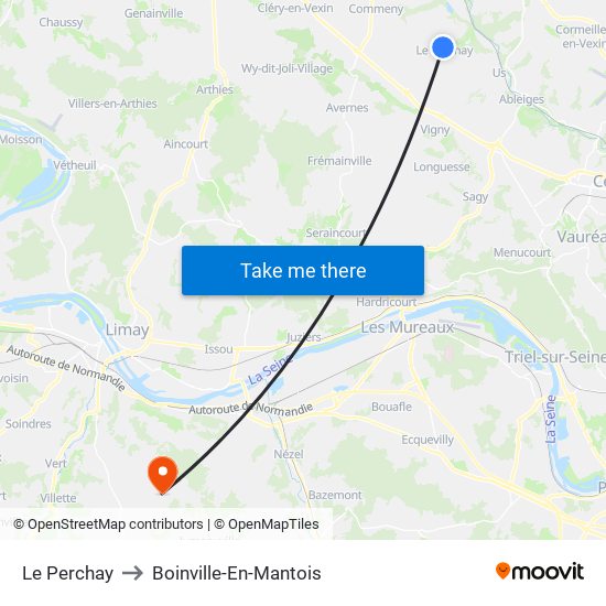 Le Perchay to Boinville-En-Mantois map
