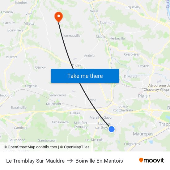 Le Tremblay-Sur-Mauldre to Boinville-En-Mantois map