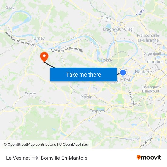 Le Vesinet to Boinville-En-Mantois map