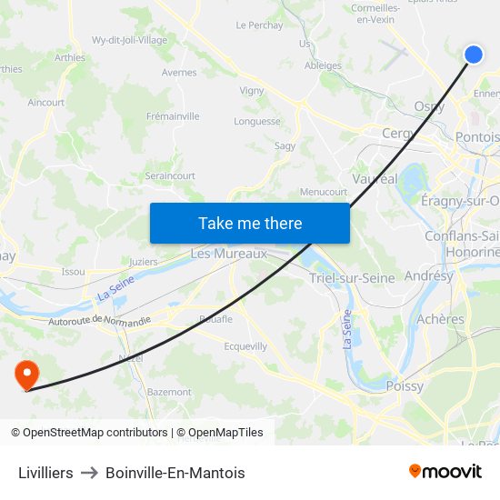 Livilliers to Boinville-En-Mantois map