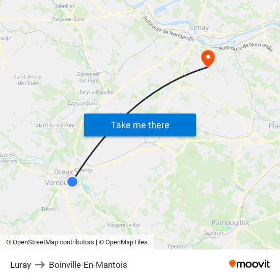 Luray to Boinville-En-Mantois map