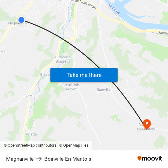 Magnanville to Boinville-En-Mantois map