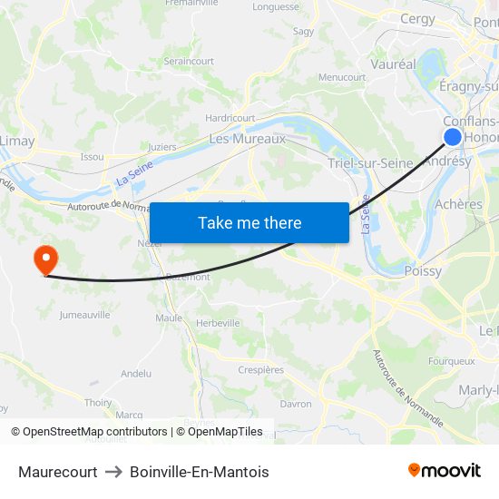 Maurecourt to Boinville-En-Mantois map