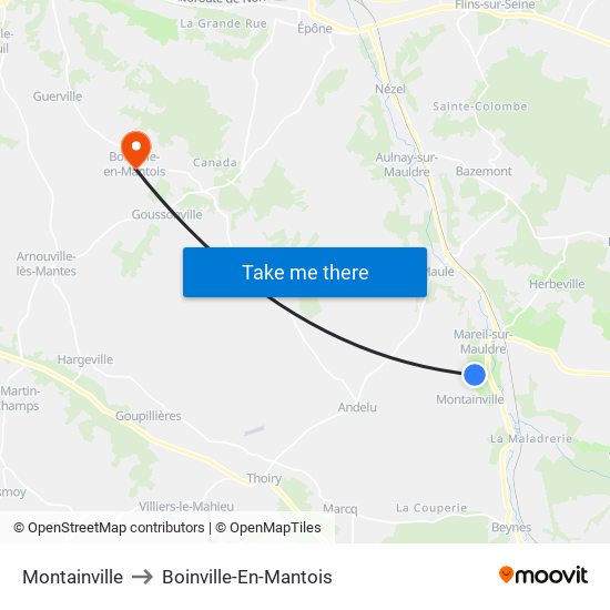 Montainville to Boinville-En-Mantois map