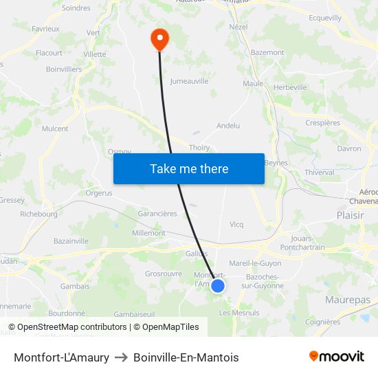 Montfort-L'Amaury to Boinville-En-Mantois map