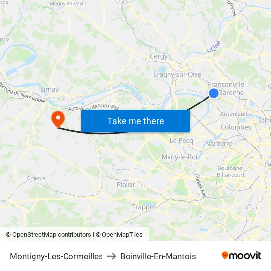 Montigny-Les-Cormeilles to Boinville-En-Mantois map