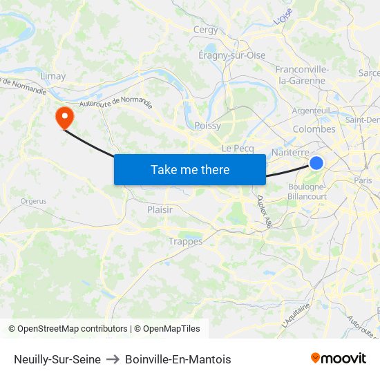 Neuilly-Sur-Seine to Boinville-En-Mantois map