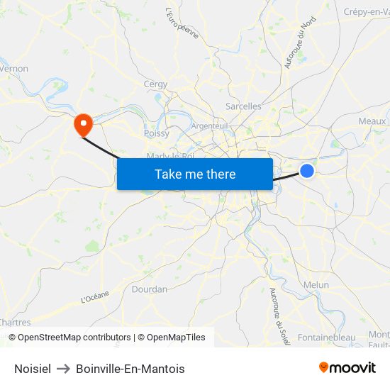 Noisiel to Boinville-En-Mantois map