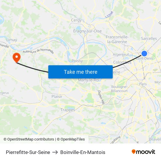 Pierrefitte-Sur-Seine to Boinville-En-Mantois map