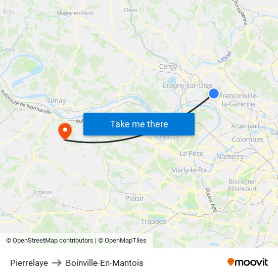 Pierrelaye to Boinville-En-Mantois map