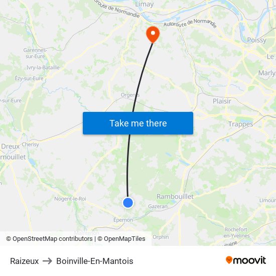 Raizeux to Boinville-En-Mantois map