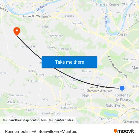 Rennemoulin to Boinville-En-Mantois map