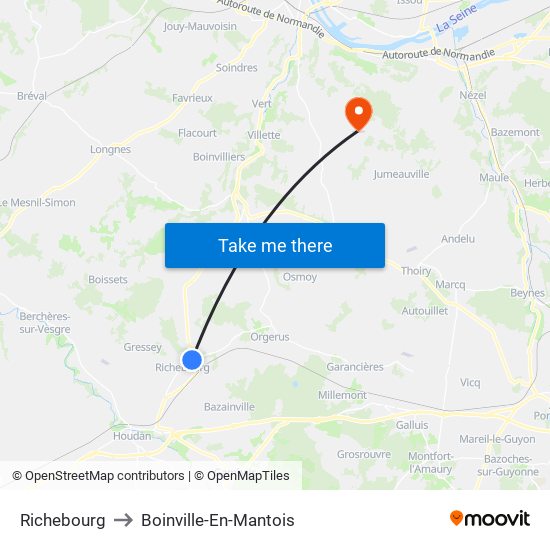 Richebourg to Boinville-En-Mantois map