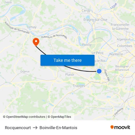 Rocquencourt to Boinville-En-Mantois map